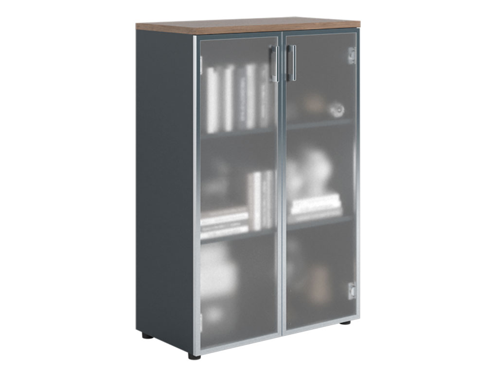 Фото Шкаф NW 1280/2G со стеклом темный орех/антрацит